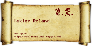 Mekler Roland névjegykártya